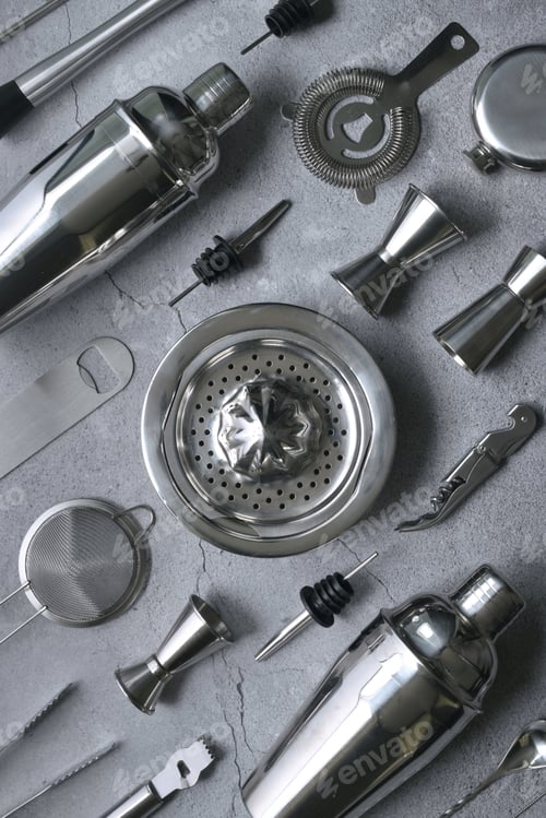 Preview: Bartender utensils flat lay