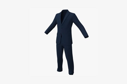 Preview: Navy blue single-breasted suit with notched lapels and cuffed trousers