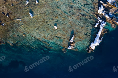 Preview: Aegean seashore and marble rocks in Aliki, Thassos island, Greece