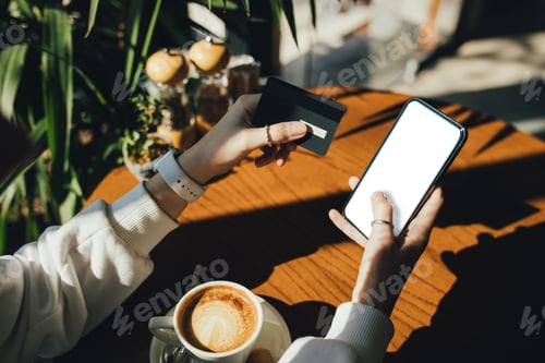 Preview: Person's hands holding a smartphone and a credit card