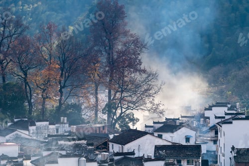Preview: beautiful mountain village in late autumn