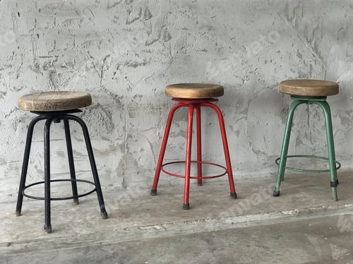 Preview: vintage old chair with concrete wall background