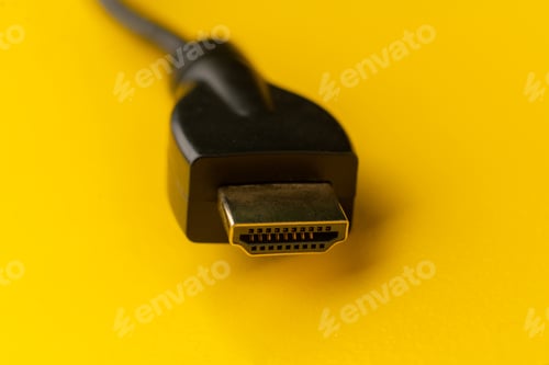 Preview: macro shot of the HDMI video cable on a color backgrounds