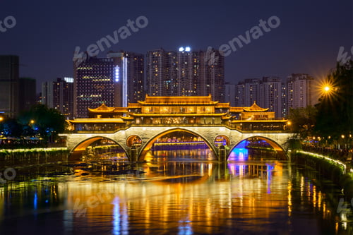 Preview: Anshun bridge at night, Chengdu, China