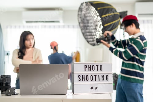 Preview: Behind the scenes of film crew collaborate on set under director's guidance.