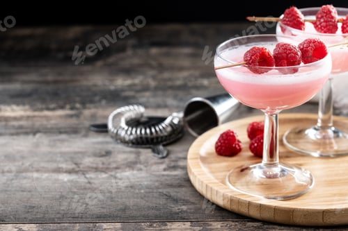 Preview: Elegant French Martini Cocktail on wooden table