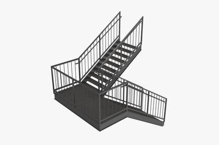 Preview: Metal Exterior Staircase with Landing