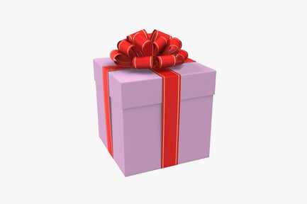 Preview: Square gift box with red ribbon and bow