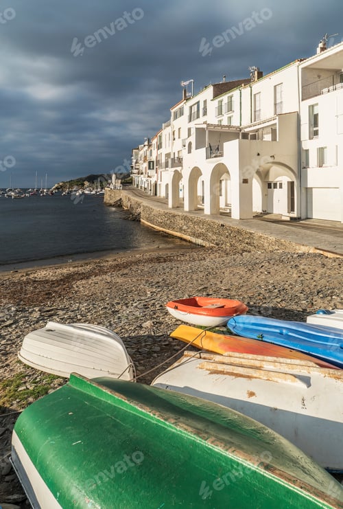 Preview: Rowing boats at waters edge, Cadaques, on the Costa Brava, Spain
