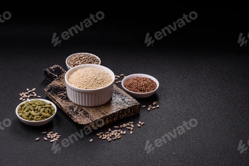 Preview: White sesame seeds in a bowl, an ingredient for making vegetarian food