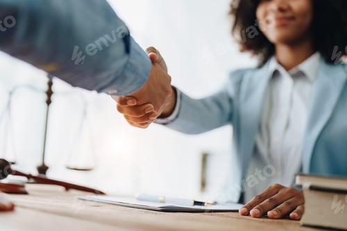 Preview: Law, consultation, agreement, contract, lawyer or attorney shakes hands to agree on the client's of