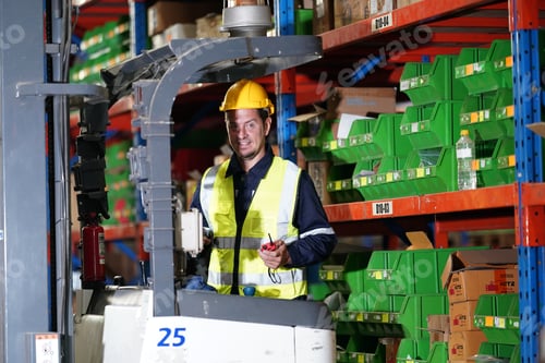 Preview: Warehouse Industrial supply chain and Logistics Companies inside. Warehouse workers checking the inv