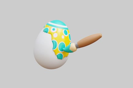 Preview: Cracked egg with polka dots and paintbrush