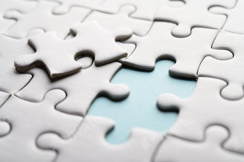 Preview: Jigsaw puzzle with missing piece. Missing puzzle pieces