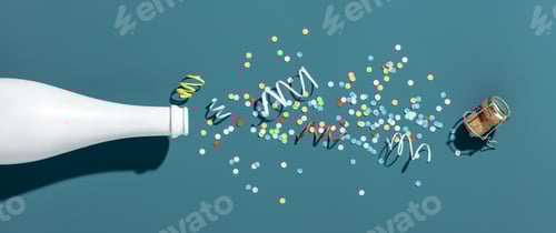 Preview: New Year Celebration With Champagne, flat lay