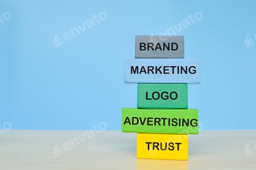 Preview: Business conceptual word on colorful wooden blocks