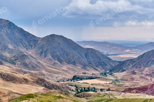 Preview: Panoramic view of Chunkurchak Gorge in Kyrgyzstan