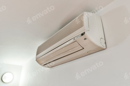 Preview: White Air Conditioner on Textured White Wall