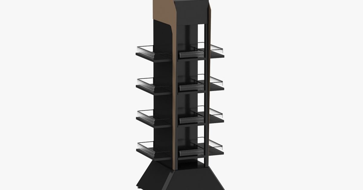 Retail Kiosk Rotating Shelving Display 3D, Incl. commercial & drinks ...