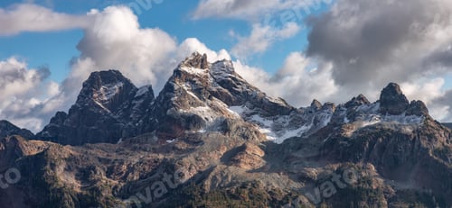 Preview: Rocky Mountain Landscape in British Columbia, Canada. Sunny Cloudy Fall Season.
