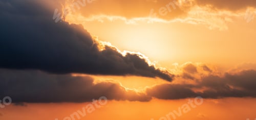 Preview: Dramatic Colorful Sunrise Sky over Mediterranean Sea. Cloudscape Nature Background.