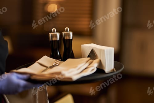 Preview: Waiter tray with napkins and essential table supplies