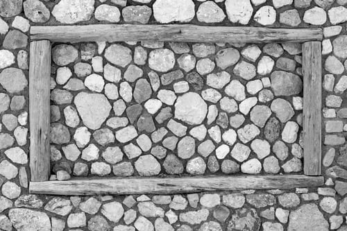 Preview: Stone Texture With A Wooden Frame For Abstract Backgrounds And For Wallpaper Of Monochrome Tone