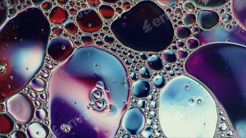 Preview: Abstract Colorful Food Oil Drops Bubbles and spheres Flowing on Water Surface