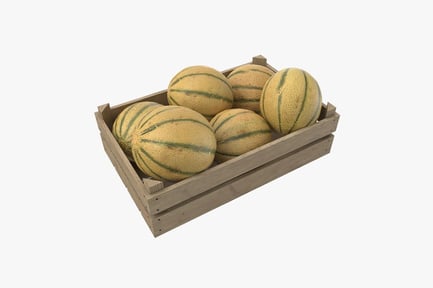 Preview: Cantaloupe Melons in Wooden Crate