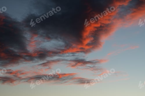 Preview: Panoramic view of the red-blue evening sky.
