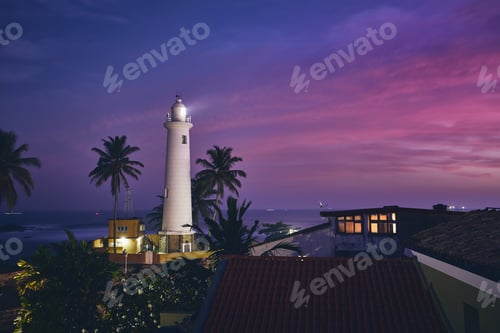 Preview: Lighthouse in fort in Galle. Old town in Sri Lanka at sunset.