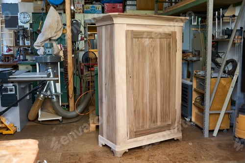 Preview: Antique cabinet in a carpenter's workshop
