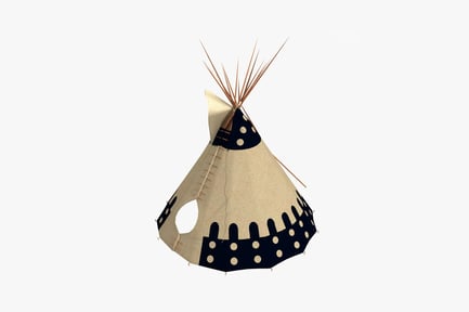 Preview: Polka dot fabric teepee with protruding poles