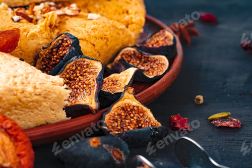 Preview: Turkish arabic desserts on silver plate close up