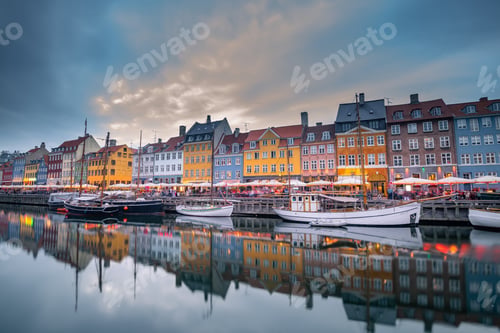 Preview: Beautiful nyhavn area in Copenhagen city in Denmark