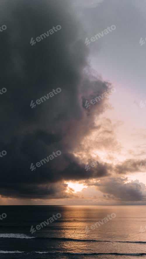 Preview: Dark clouds and rain Dreamland Beach, Sunset, Bali, Pecatu, Uluwatu, Indonesia