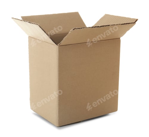 Preview: Open empty cardboard box on white background
