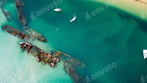 Preview: Beautiful view of abandoned ships in the sea