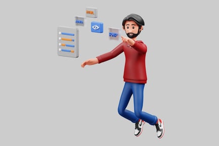 Preview: Cartoon developer with programming elements