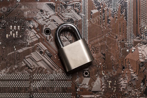 Preview: padlock on a computer circuit board