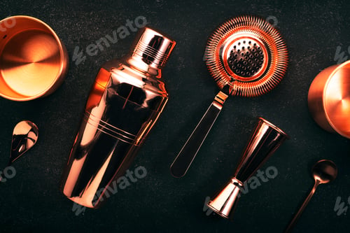 Preview: Copper bar tools and bartender accessories for making cocktail