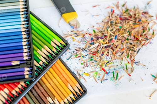 Preview: Set Of Colored Pencils And Shavings