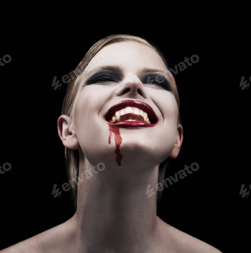 Preview: Satisfying her craving. A provocative female vampire feeling intense pleasure after feeding.