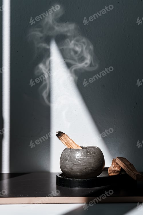Preview: Palo Santo sticks on a light background.Aromatherapy religious rituals meditation.Wellness with arom