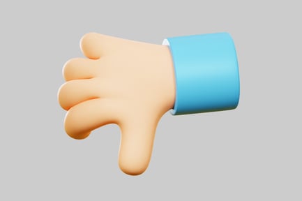 Preview: Hand Cartoon with Thumb Down on a Grey Background