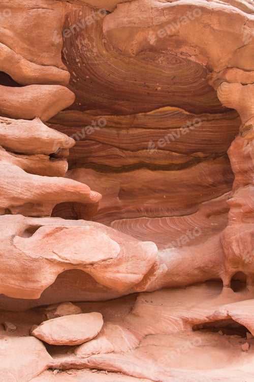 Preview: Natural texture of red rocks. Colored canyon, Egypt, the Sinai Peninsula.