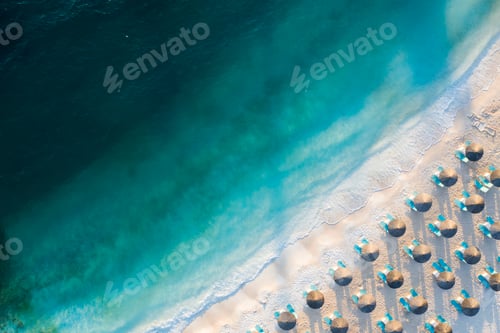 Preview: Sunrise over marble beach Porto Vathy in Thassos Island Greece