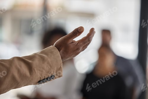 Preview: Hand, presentation and leadership with a coach in the boardroom teaching a a business team during a