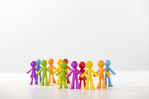 Preview: Multi-colored plastic figures - - Anti-racism, tolerance, humanity, diversity, equality concept