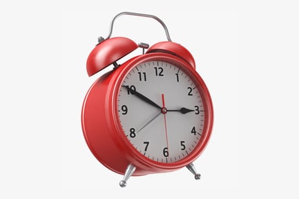 Preview: Red Alarm Clock with White Face and Black Hands